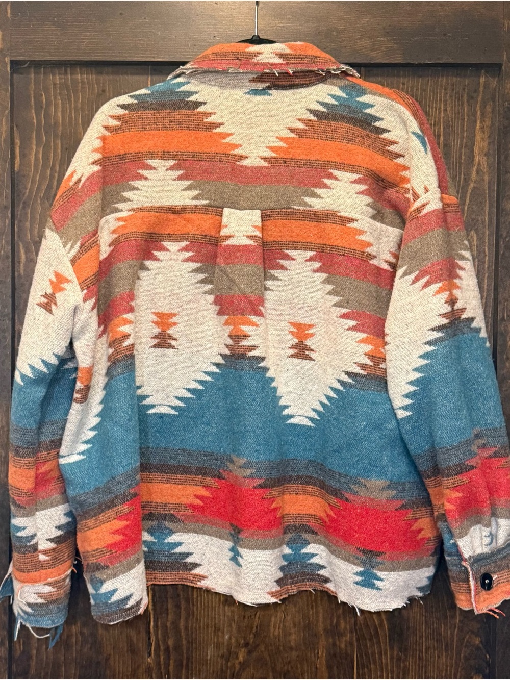 Women’s Aztec Pattern Button-Up Shacket Jacket - Multicolor - Picture 5 of 7